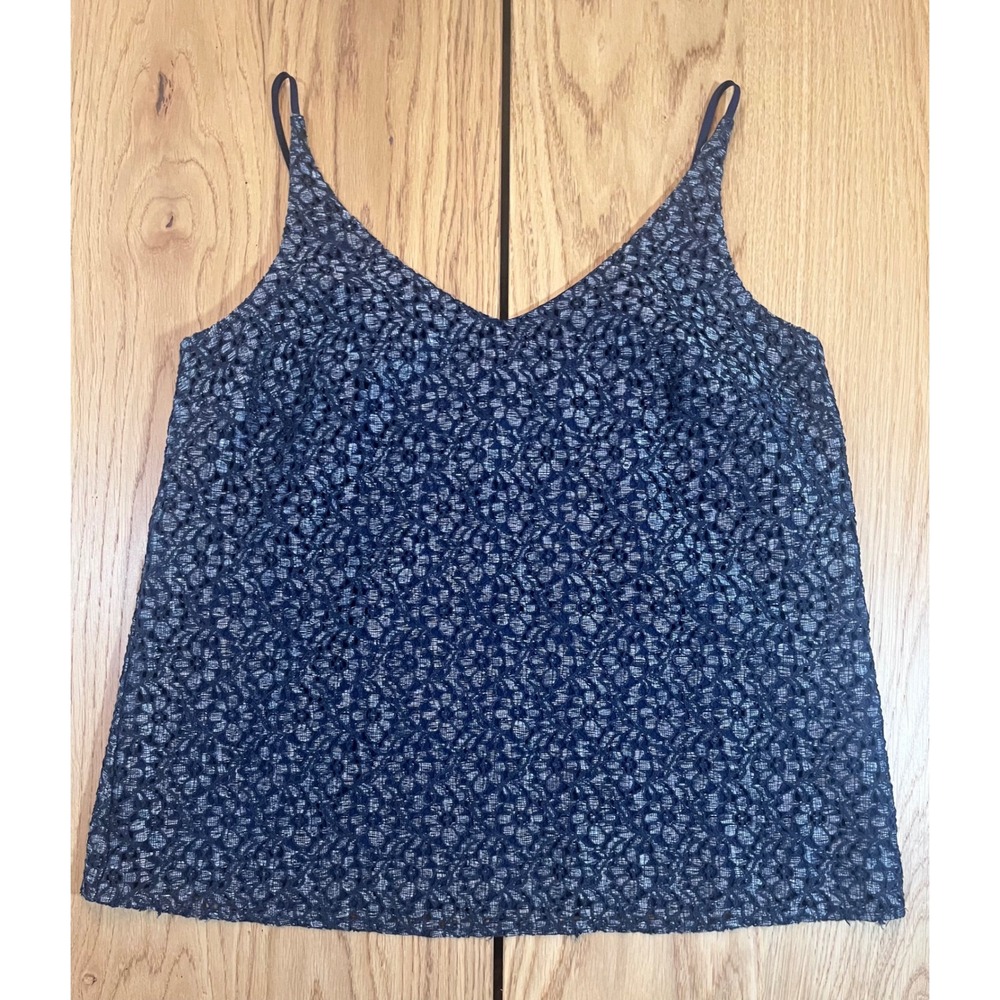 Banana Republic Floral Lace Cami Top Women Small Navy Blue Boho Chic 665234-01